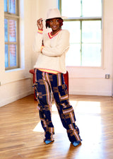 Okara Aso Oke Cargo Jeans Pants