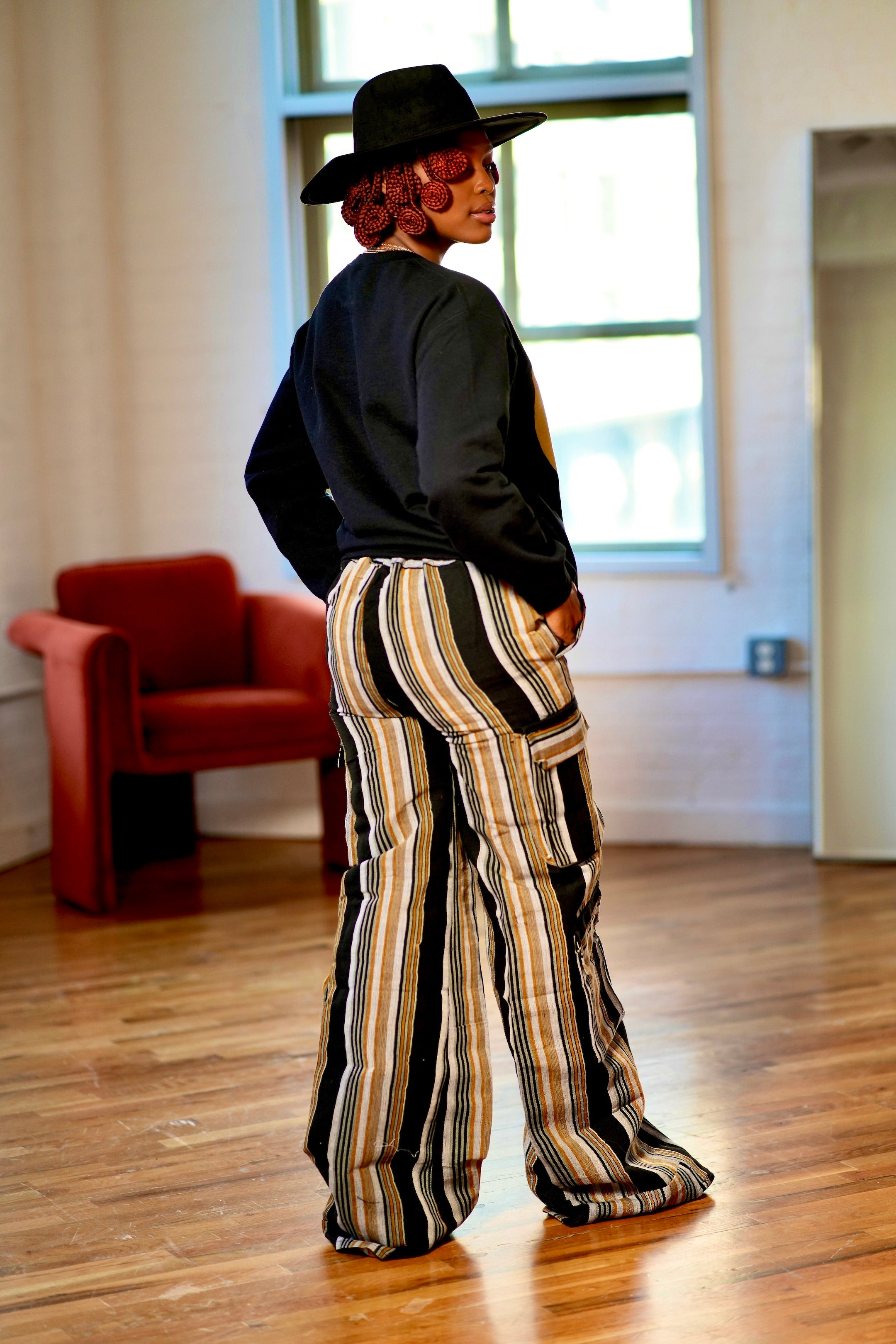 Vaqueros cargo Ijele Aso Oke - Negro