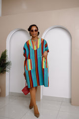Vestido midi de rayas Ejeuwa Aso Oke