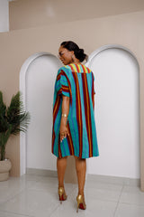 Vestido midi de rayas Ejeuwa Aso Oke