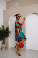 Vestido midi de rayas Ejeuwa Aso Oke