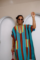 Vestido midi de rayas Ejeuwa Aso Oke
