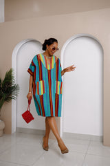 Vestido midi de rayas Ejeuwa Aso Oke