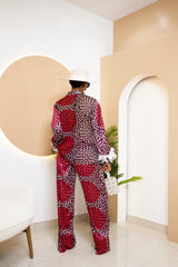 Ejuna Ankara Silk Two-Piece Set with Feathered Sleeves