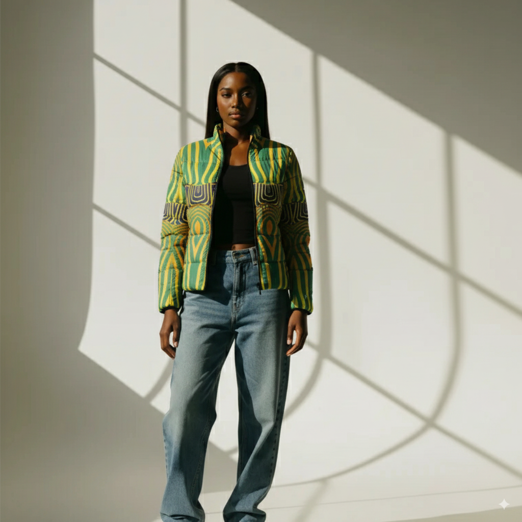 Zeya WOMEN'S African Inspired STAND COLLAR PADDED JACKET
