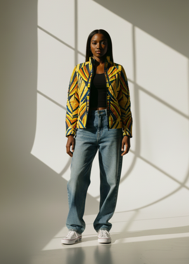 Eshe WOMEN'S African Inspired STAND COLLAR PADDED JACKET