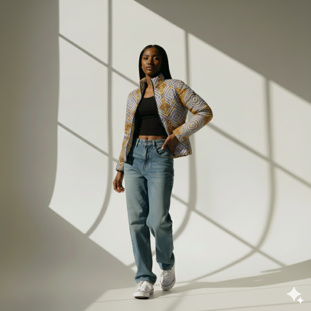 Chera WOMEN'S African Inspired STAND COLLAR PADDED JACKET