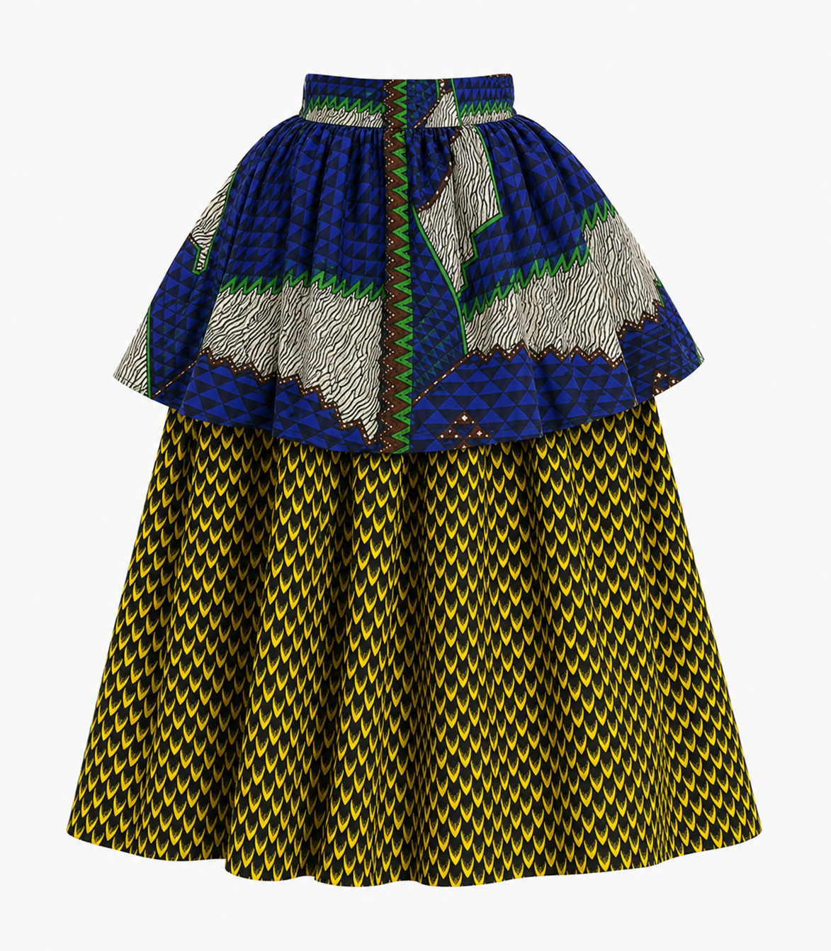 Mmimi Ankara Twi Tier Midi Skirt - Luxurious Flow & Grace