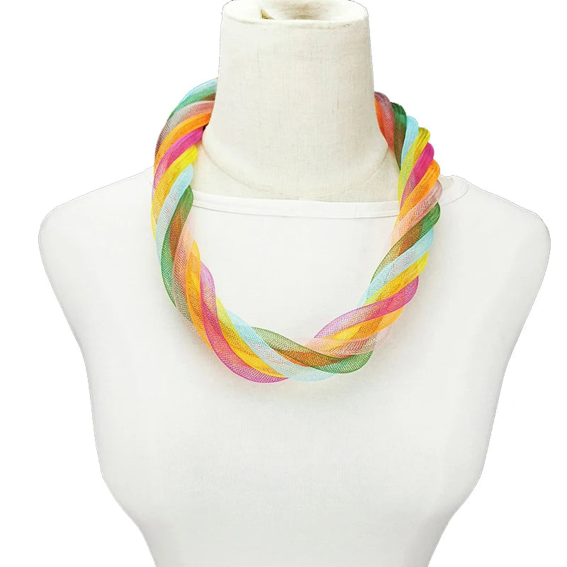 Luxury Mesh Ribbon Choker | Holographic 12-Color Collar Necklace