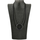 Black Rubber Choker Necklace with Round Pendant