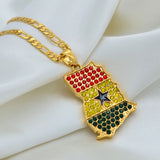 Ghana Rhinstone Flag Necklace