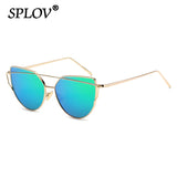 Rose Gold Cateye Sunglasses: Vintage Designer Mirror UV400 Eyewear
