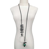 Statement Green Pearl Pendant Necklace - Adjustable Long Chain