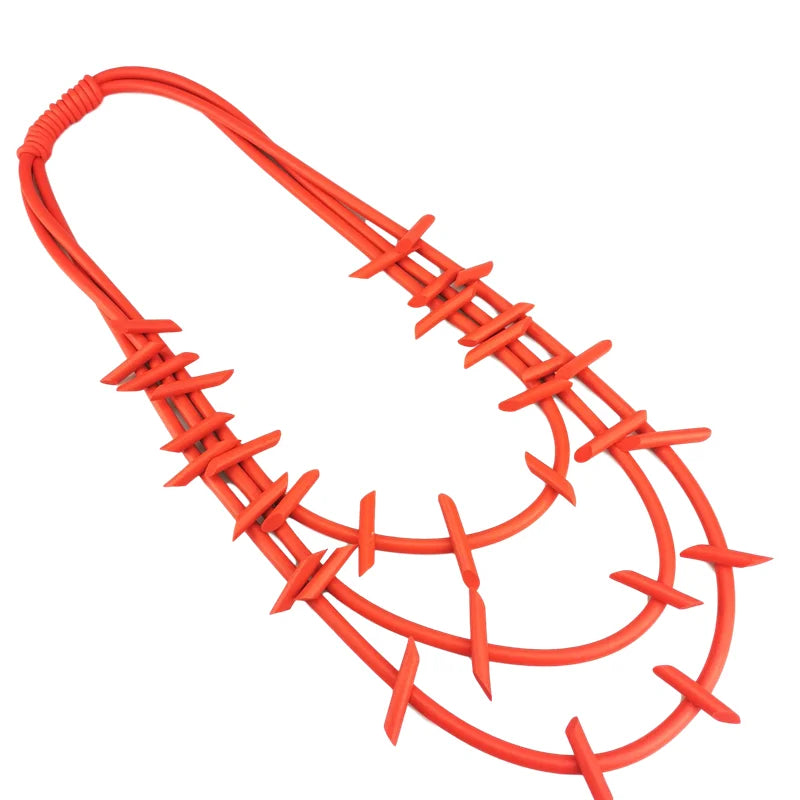 Red Statement Rubber Pendant Chain