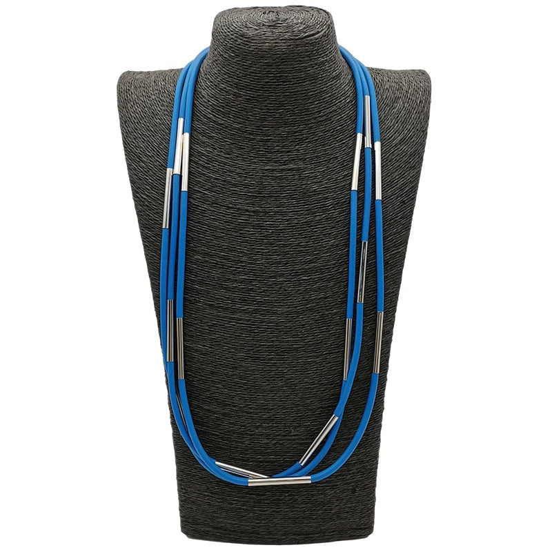Chic Multicolor Rubber Choker Necklace - Modern & Handmade