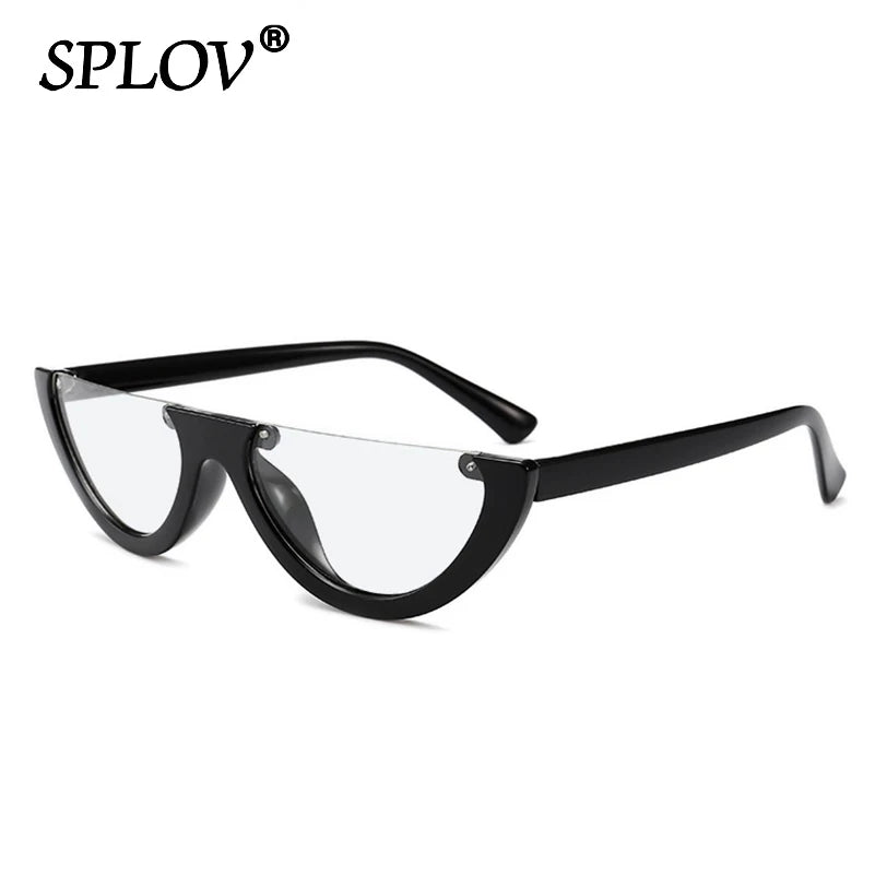 Retro Leopard Half-Frame Sunglasses: Cat Eye Vintage Shades UV400