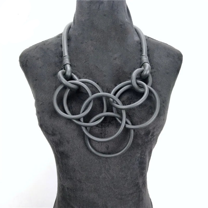 Bohemian Rubber Circle Pendant Necklace