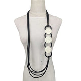 Rubber & Wood Pendant Necklace - Statement Jewelry