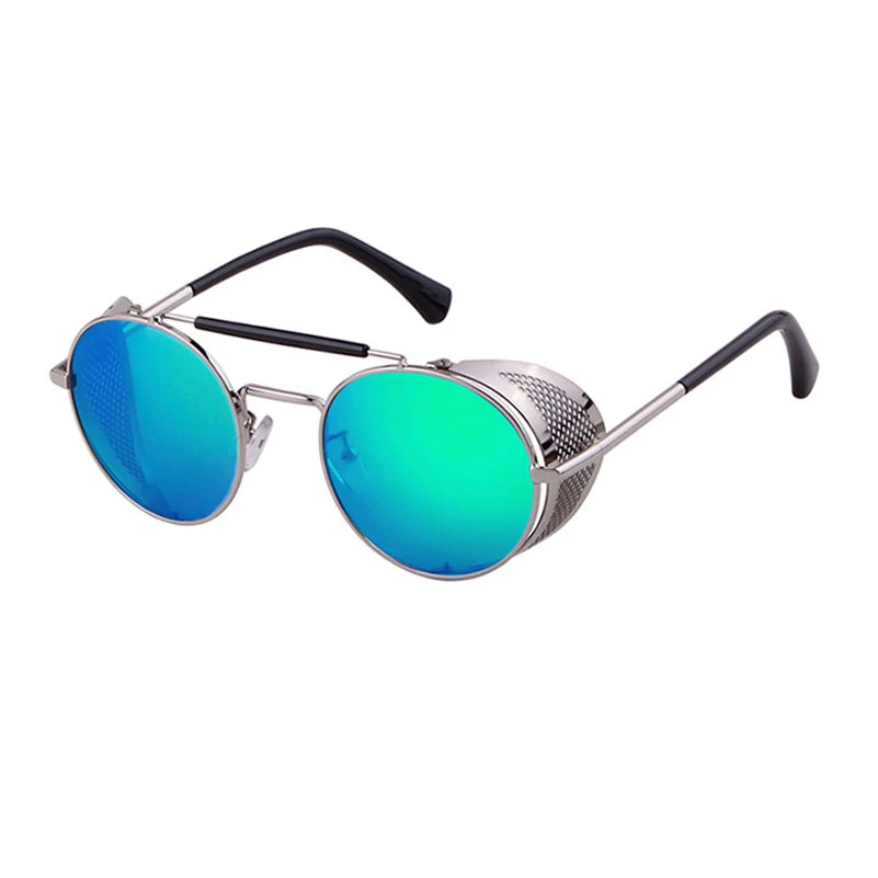 Steampunk Round Metal Sunglasses: Retro Shields UV400 | Designer Eyewear