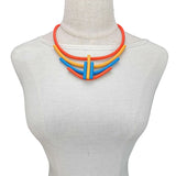 Geometric Choker Necklace - Handmade Multicolor Rubber & Aluminum