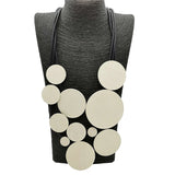 Bohemian Wooden Pendant Necklace - Rubber Rope Chain, Handmade Luxe