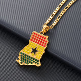Ghana Rhinstone Flag Necklace