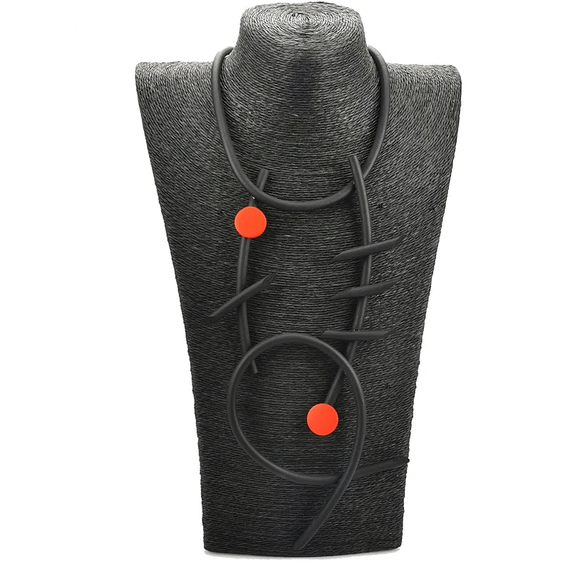 Red Wood Pendant Necklace - Designer Fashion Jewelry
