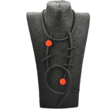 Red Wood Pendant Necklace - Designer Fashion Jewelry