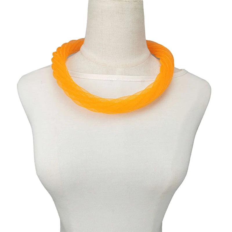 Luxury Mesh Ribbon Choker | Holographic 12-Color Collar Necklace
