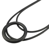 Black Rubber Choker Necklace with Round Pendant