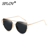 Rose Gold Cateye Sunglasses: Vintage Designer Mirror UV400 Eyewear