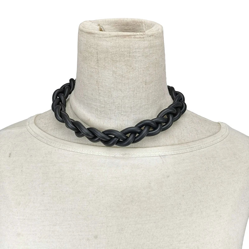 Rubber Choker Necklace - Chic Boho Black Chain for Women