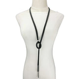 Luxe Boho Rubber & Alloy Pendant Necklace - Adjustable Black Chain