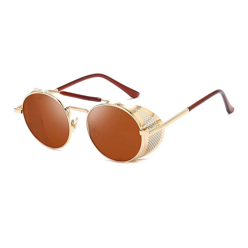 Steampunk Round Metal Sunglasses: Retro Shields UV400 | Designer Eyewear