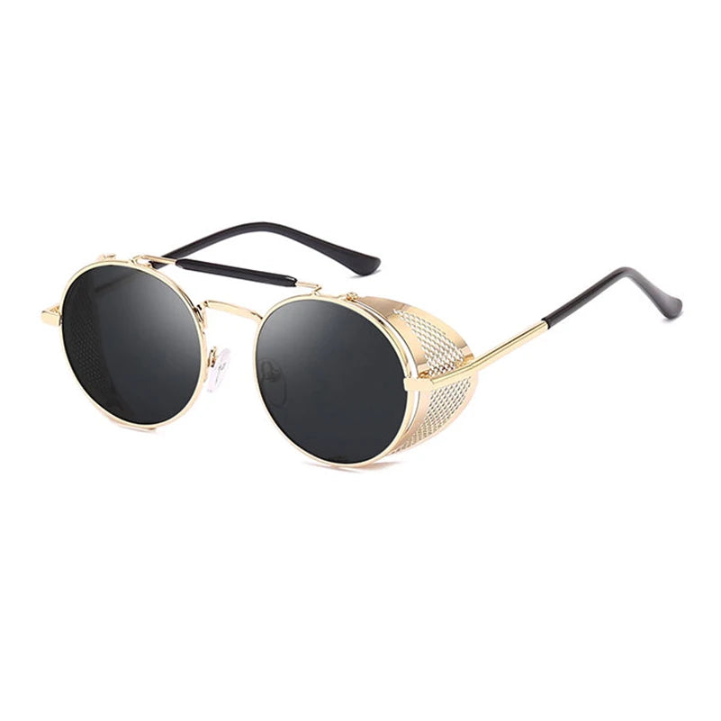 Steampunk Round Metal Sunglasses: Retro Shields UV400 | Designer Eyewear