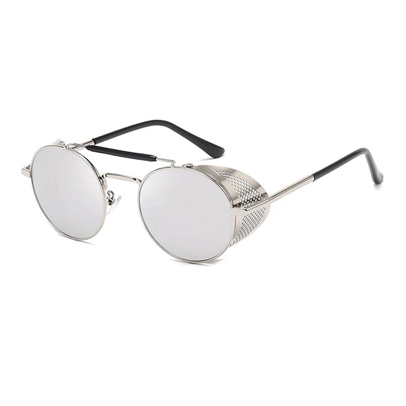 Steampunk Round Metal Sunglasses: Retro Shields UV400 | Designer Eyewear