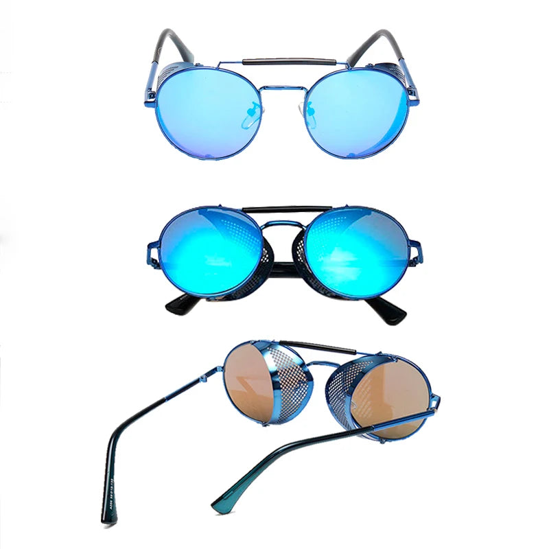Steampunk Round Metal Sunglasses: Retro Shields UV400 | Designer Eyewear