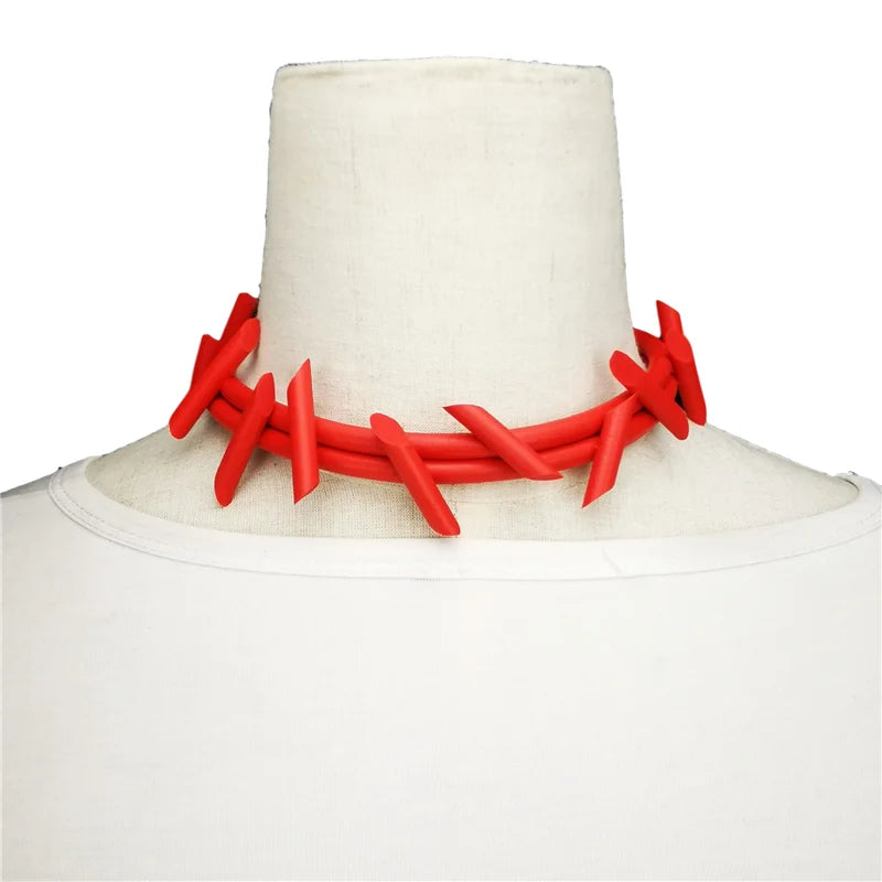 Red Statement Rubber Pendant Chain