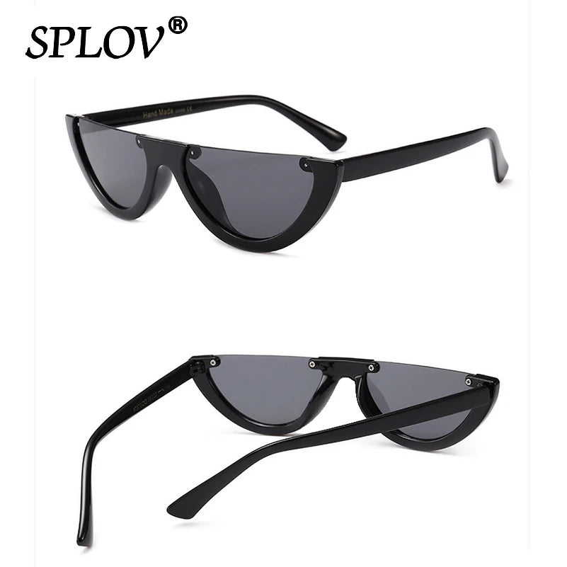 Retro Leopard Half-Frame Sunglasses: Cat Eye Vintage Shades UV400