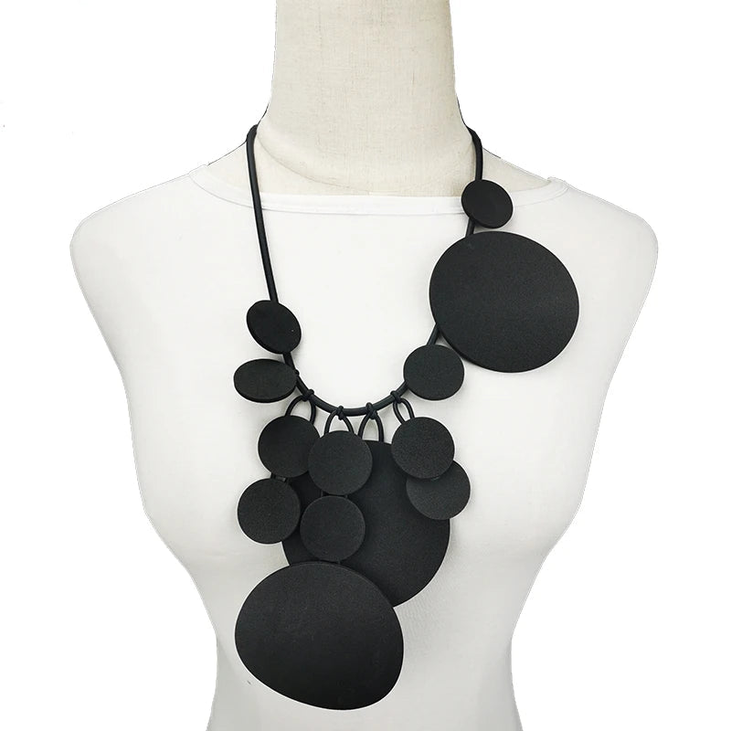 Geometric Pendant Necklace - Silicone & Alloy