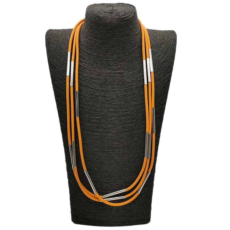 Chic Multicolor Rubber Choker Necklace - Modern & Handmade