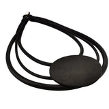 Rubber Choker Necklace - Round Pendant Sweater Chain