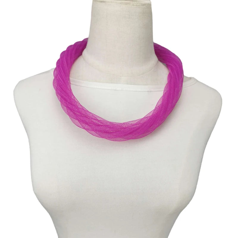 Luxury Mesh Ribbon Choker | Holographic 12-Color Collar Necklace