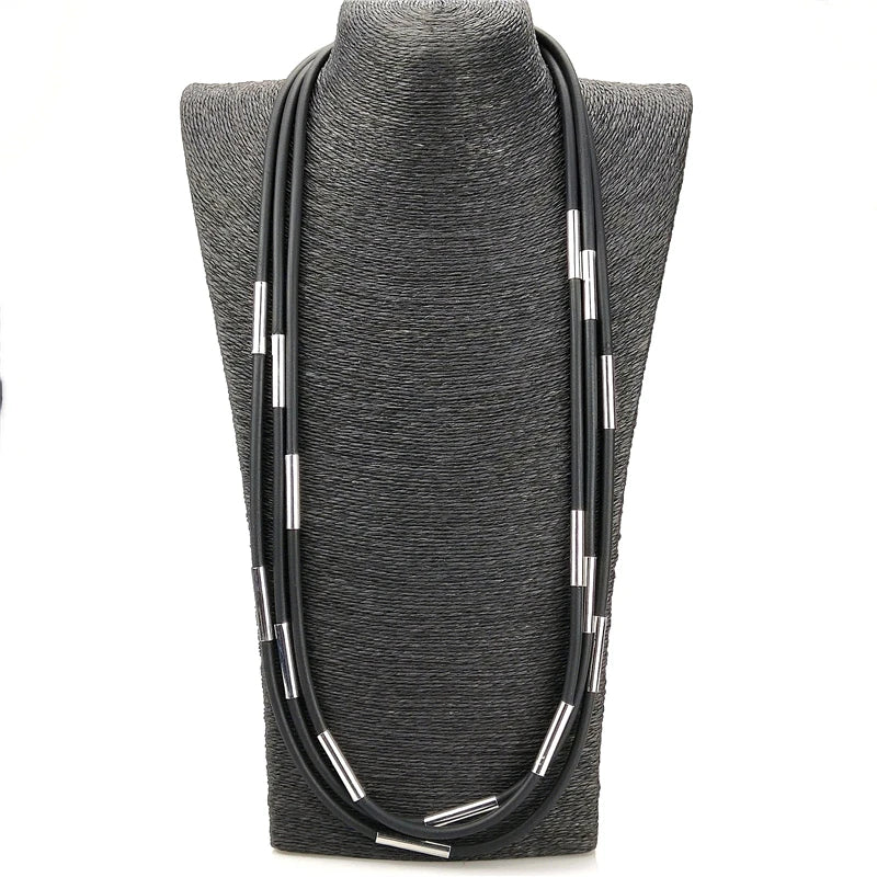 Chic Multicolor Rubber Choker Necklace - Modern & Handmade
