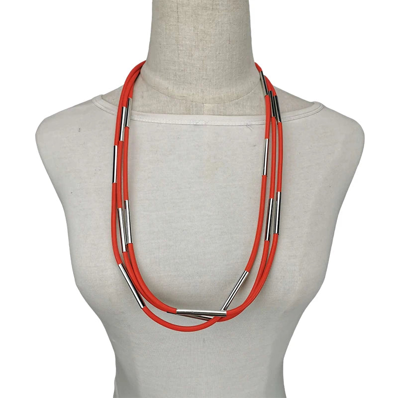 Chic Multicolor Rubber Choker Necklace - Modern & Handmade
