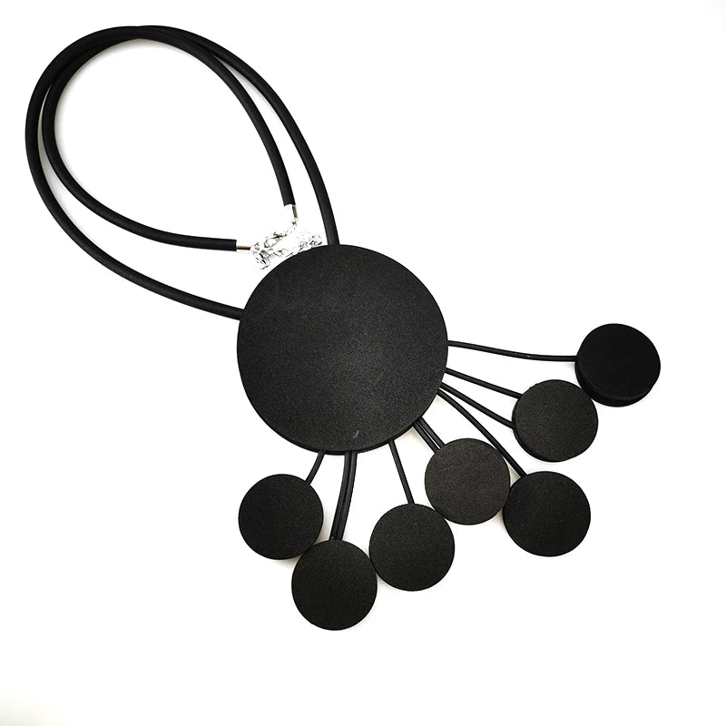 Avant-Garde Rubber & Alloy Pendant Necklace - Modern Chic for Women