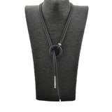 Luxe Boho Rubber & Alloy Pendant Necklace - Adjustable Black Chain
