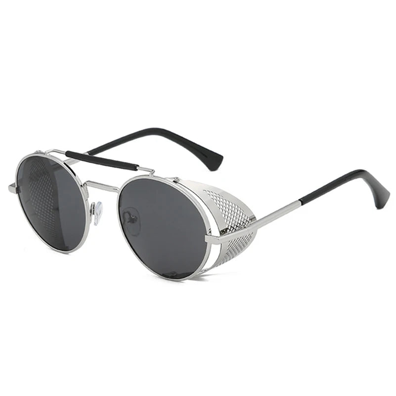 Steampunk Round Metal Sunglasses: Retro Shields UV400 | Designer Eyewear