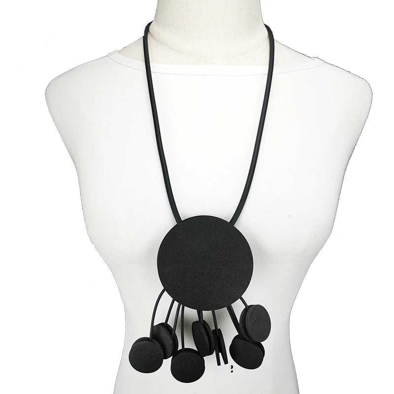 Avant-Garde Rubber & Alloy Pendant Necklace - Modern Chic for Women
