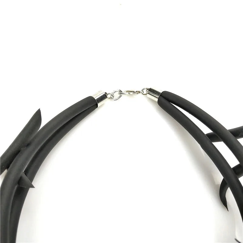 Thorn Choker - Rubber & Wood Geometric Necklace for Women